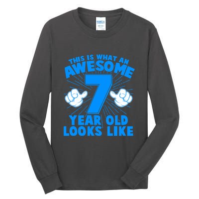 Funny This Is What An Awesome 7 Year Old Looks Like Birthday Tall Long Sleeve T-Shirt