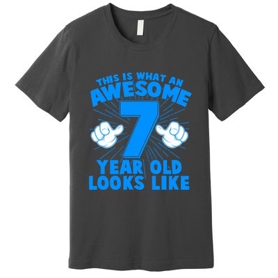 Funny This Is What An Awesome 7 Year Old Looks Like Birthday Premium T-Shirt