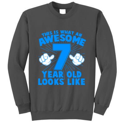 Funny This Is What An Awesome 7 Year Old Looks Like Birthday Tall Sweatshirt