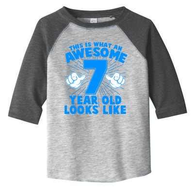 Funny This Is What An Awesome 7 Year Old Looks Like Birthday Toddler Fine Jersey T-Shirt