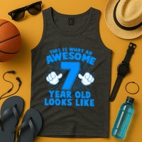 Funny This Is What An Awesome 7 Year Old Looks Like Birthday Tank Top