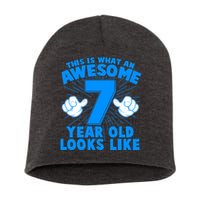 Funny This Is What An Awesome 7 Year Old Looks Like Birthday Short Acrylic Beanie