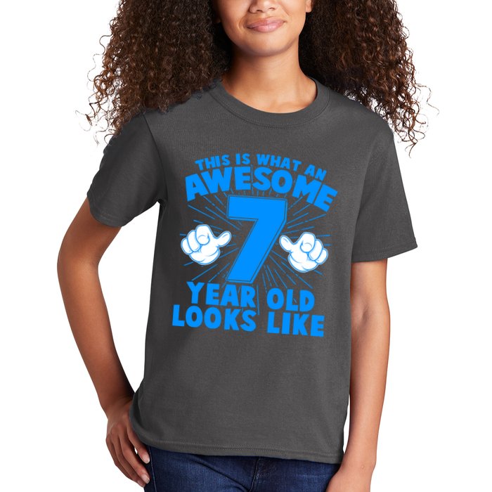 Funny This Is What An Awesome 7 Year Old Looks Like Birthday Kids T-Shirt