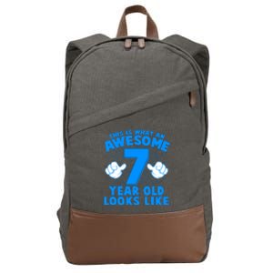 Funny This Is What An Awesome 7 Year Old Looks Like Birthday Cotton Canvas Backpack