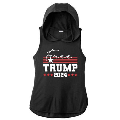 Free Trump Indictment Support Donald Trump 2024 Ladies PosiCharge Tri-Blend Wicking Draft Hoodie Tank