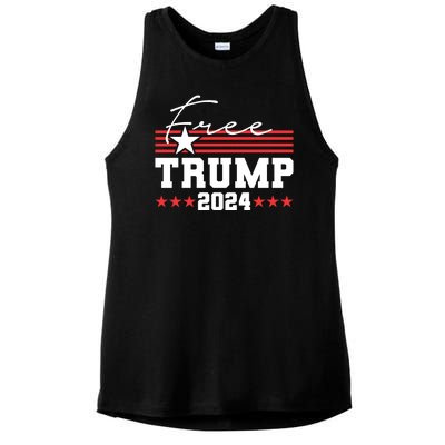 Free Trump Indictment Support Donald Trump 2024 Ladies PosiCharge Tri-Blend Wicking Tank