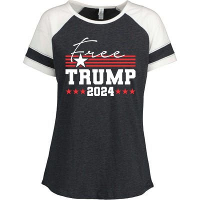 Free Trump Indictment Support Donald Trump 2024 Enza Ladies Jersey Colorblock Tee