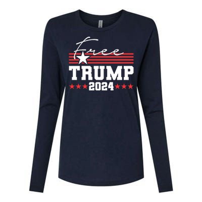 Free Trump Indictment Support Donald Trump 2024 Womens Cotton Relaxed Long Sleeve T-Shirt