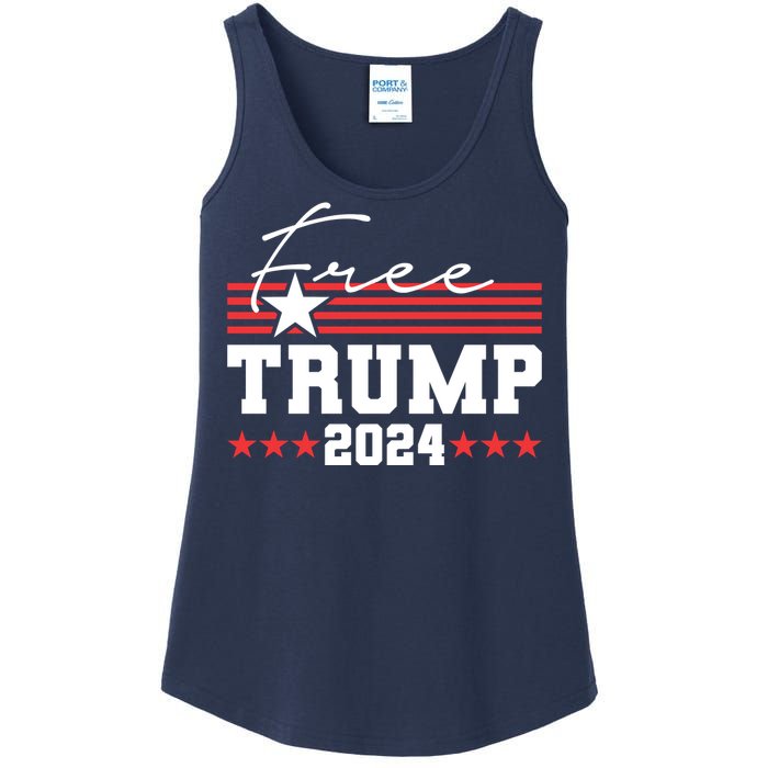 Free Trump Indictment Support Donald Trump 2024 Ladies Essential Tank