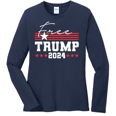 Free Trump Indictment Support Donald Trump 2024 Ladies Long Sleeve Shirt