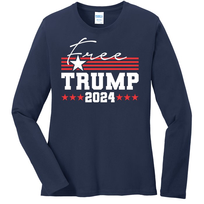 Free Trump Indictment Support Donald Trump 2024 Ladies Long Sleeve Shirt