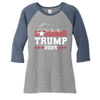 Free Trump Indictment Support Donald Trump 2024 Women's Tri-Blend 3/4-Sleeve Raglan Shirt