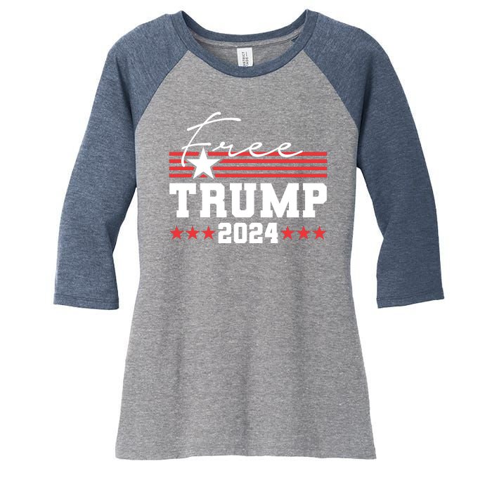 Free Trump Indictment Support Donald Trump 2024 Women's Tri-Blend 3/4-Sleeve Raglan Shirt