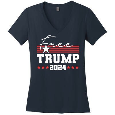 Free Trump Indictment Support Donald Trump 2024 Women's V-Neck T-Shirt