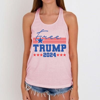 Free Trump Indictment Support Donald Trump 2024 Women's Knotted Racerback Tank