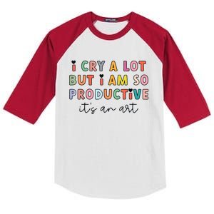 Funny Trendy I Cry A Lot But I Am So Productive Gift Kids Colorblock Raglan Jersey