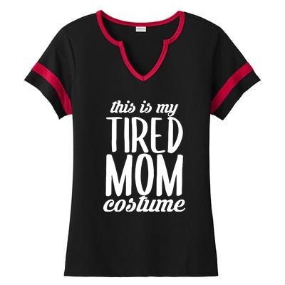 Funny This Is My Tired Mom Costume Halloween Ladies Halftime Notch Neck Tee