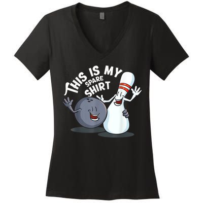 Funny This Is My Spare Bowling Game Gift For Men Women Women's V-Neck T-Shirt