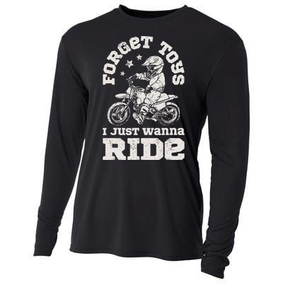 Forget Toys I Just Wanna Ride Dirt Bike Rider Motocross Cooling Performance Long Sleeve Crew