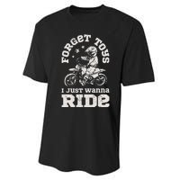 Forget Toys I Just Wanna Ride Dirt Bike Rider Motocross Performance Sprint T-Shirt