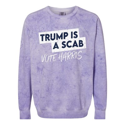 Funny Trump Is A Scab Vote Harris Walz Kamala President 2024 Colorblast Crewneck Sweatshirt