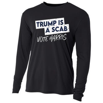 Funny Trump Is A Scab Vote Harris Walz Kamala President 2024 Cooling Performance Long Sleeve Crew