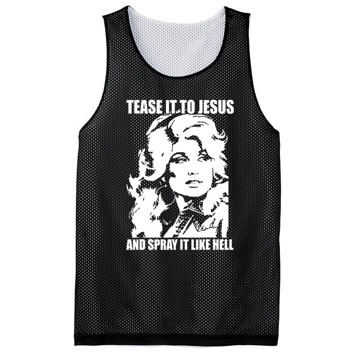 Funny Tease It To Jesus And Spray It Like Hell Western Music Mesh Reversible Basketball Jersey Tank