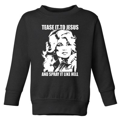 Funny Tease It To Jesus And Spray It Like Hell Western Music Toddler Sweatshirt