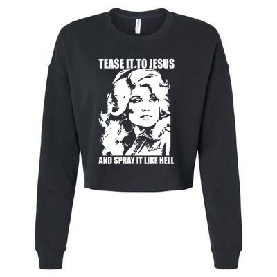 Funny Tease It To Jesus And Spray It Like Hell Western Music Cropped Pullover Crew