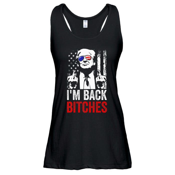 Funny Trump IM Back Bitches Take Ameircan Great Again Ladies Essential Flowy Tank