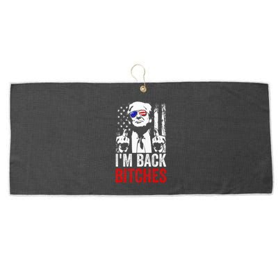Funny Trump IM Back Bitches Take Ameircan Great Again Large Microfiber Waffle Golf Towel