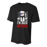 Funny Trump IM Back Bitches Take Ameircan Great Again Youth Performance Sprint T-Shirt