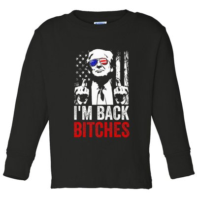 Funny Trump IM Back Bitches Take Ameircan Great Again Toddler Long Sleeve Shirt