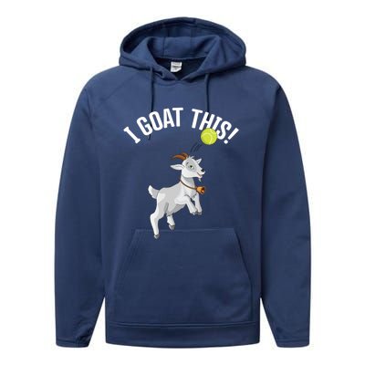 Funny Tennis I Goat This Ball Goat Lover And Tennis Player Gift Performance Fleece Hoodie