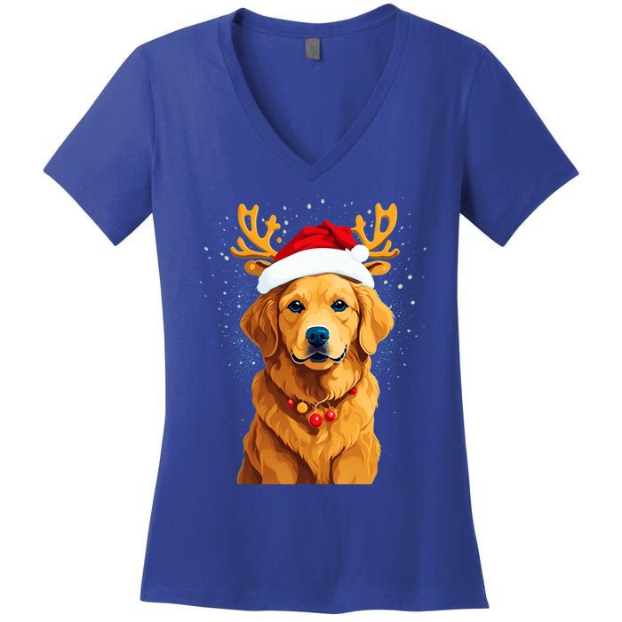 Funny This Is My Christmas Pajama Golden Retriever Dog Cool Gift Women's V-Neck T-Shirt