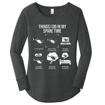 funny Things I Do In My Spare Time Helicopter Pilot Women's Perfect Tri Tunic Long Sleeve Shirt