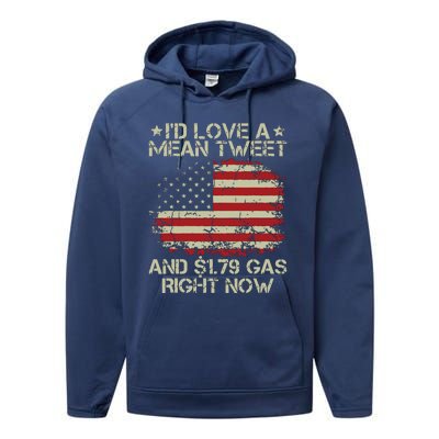 Funny Trump Id Love A Mean Tweet And 179 Gas Right Now Performance Fleece Hoodie