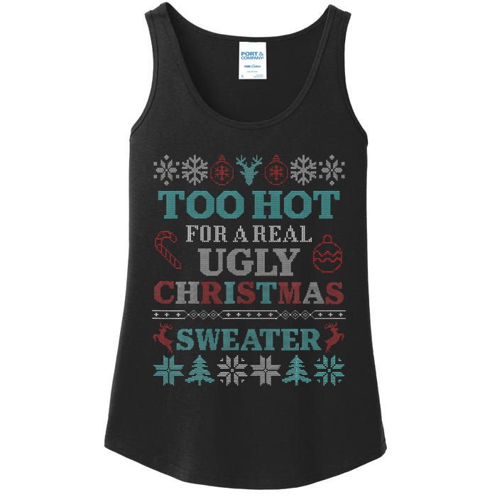 Funny This is My It's Too Hot for Ugly Christmas   Ladies Essential Tank