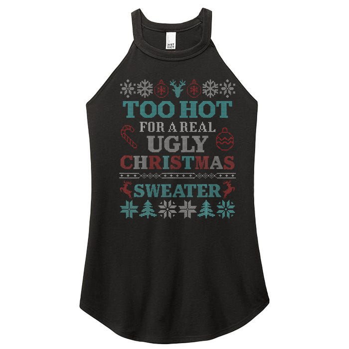 Funny This is My It's Too Hot for Ugly Christmas   Women's Perfect Tri Rocker Tank