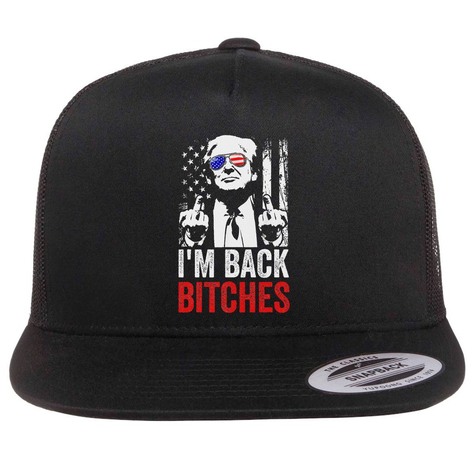 Funny Trump IM Back Bitches Take Ameircan Great Again Flat Bill Trucker Hat