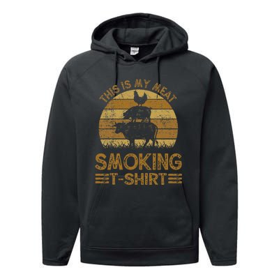 Funny This Is My Meat Smoking Bbq Barbeque Dad Performance Fleece Hoodie