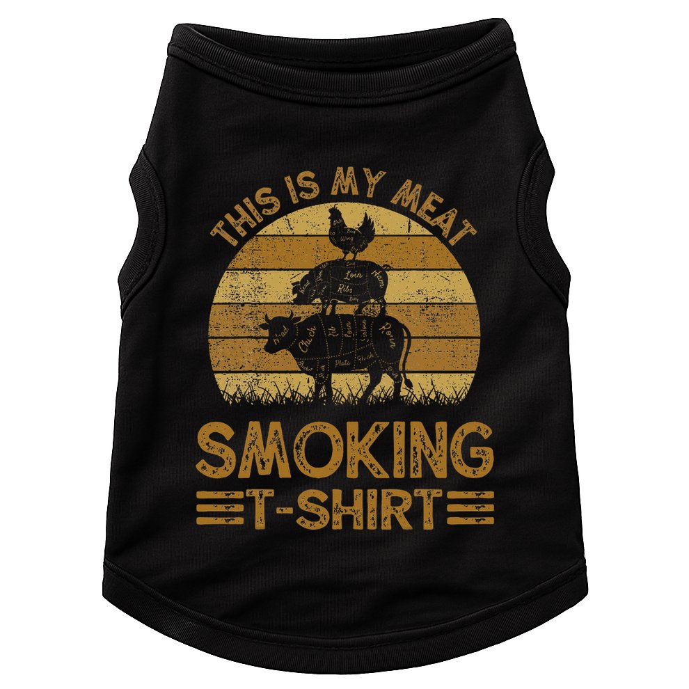Funny This Is My Meat Smoking Bbq Barbeque Dad Doggie Tank