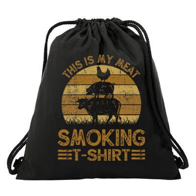 Funny This Is My Meat Smoking Bbq Barbeque Dad Drawstring Bag