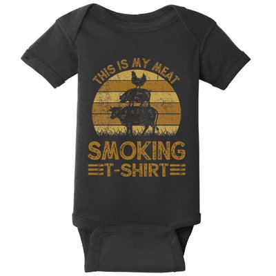 Funny This Is My Meat Smoking Bbq Barbeque Dad Baby Bodysuit
