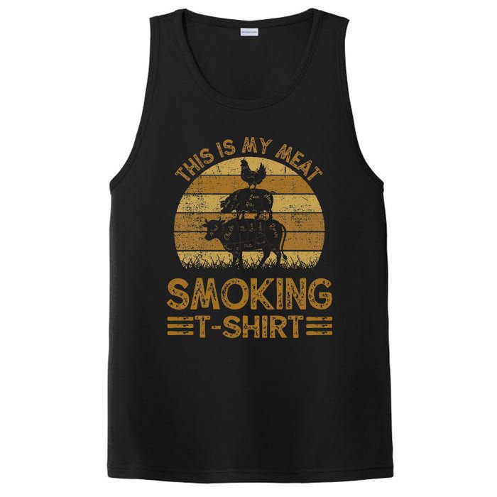 Funny This Is My Meat Smoking Bbq Barbeque Dad PosiCharge Competitor Tank