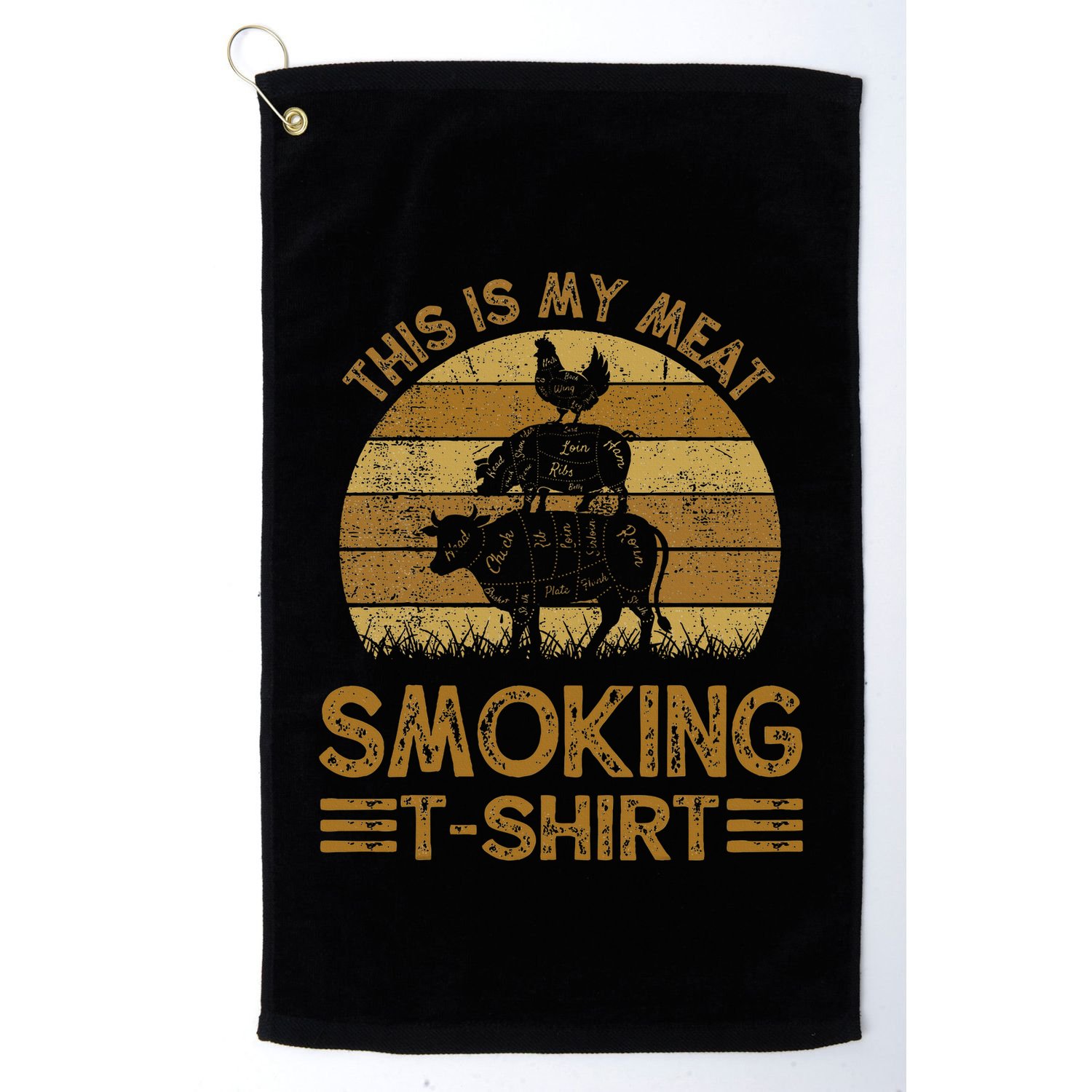 Funny This Is My Meat Smoking Bbq Barbeque Dad Golf Towel