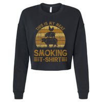 Funny This Is My Meat Smoking Bbq Barbeque Dad Cropped Pullover Crew