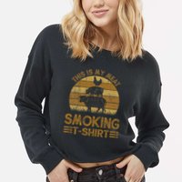 Funny This Is My Meat Smoking Bbq Barbeque Dad Cropped Pullover Crew