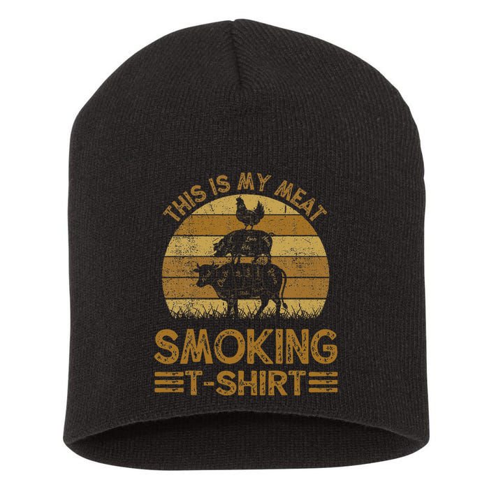 Funny This Is My Meat Smoking Bbq Barbeque Dad Short Acrylic Beanie