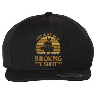 Funny This Is My Meat Smoking Bbq Barbeque Dad Wool Snapback Cap